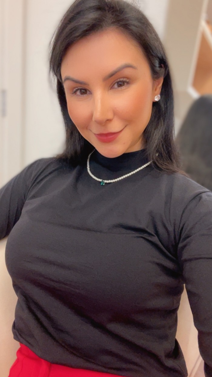 Colar Pérola 40cm + pingente verde esmeralda